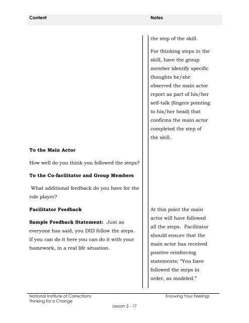 “Thinking for a Change” Curriculum 3.1 - Trainer Counselor for T4C