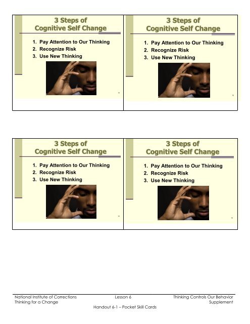 “Thinking for a Change” Curriculum 3.1 - Trainer Counselor for T4C