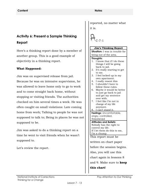 “Thinking for a Change” Curriculum 3.1 - Trainer Counselor for T4C