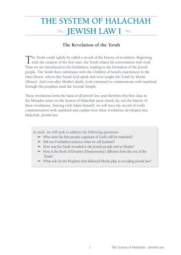 THE SYSTEM OF HALACHAH JEWISH LAW I - Morasha Syllabus