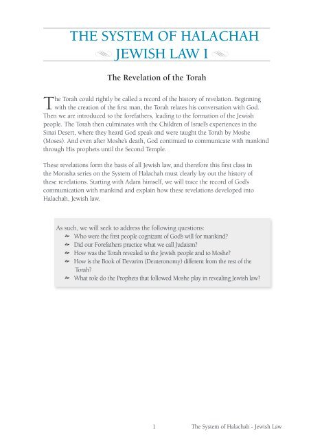 THE SYSTEM OF HALACHAH JEWISH LAW I - Morasha Syllabus