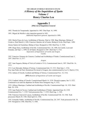A History of the Inquisition of Spain Volume 1 Henry Charles Lea ...