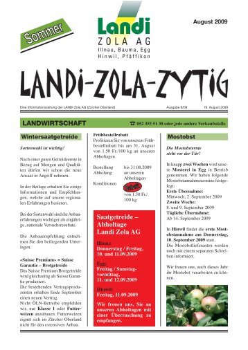 052 355 51 30 oder jede andere Verkaufsstelle - LANDI Zola AG