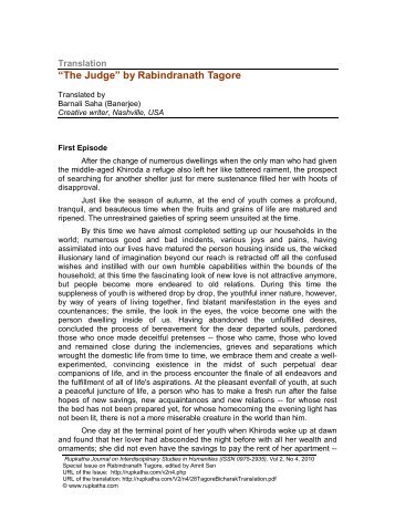 “The Judge” by Rabindranath Tagore - Rupkatha Journal on ...