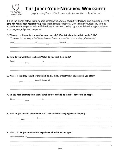 THE JUDGE-YOUR-NEIGHBOR WORKSHEET