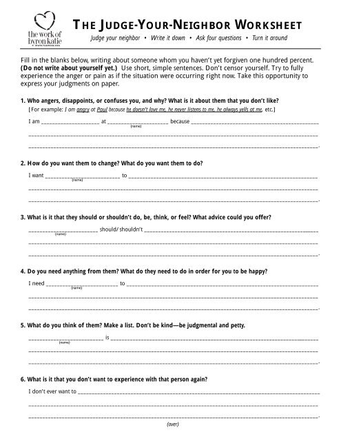 THE JUDGE-YOUR-NEIGHBOR WORKSHEET