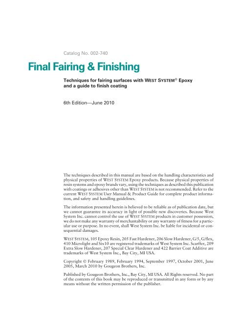 Final Fairing & Finishing - WEST SYSTEM Epoxy