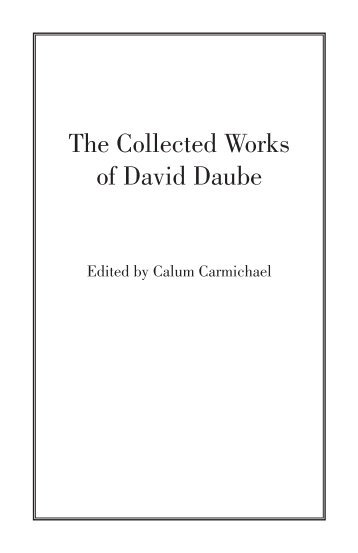 The Collected Works of David Daube - Berkeley Law