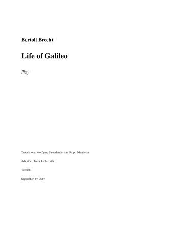 Life Of Galileo By Brecht (PDF) - home