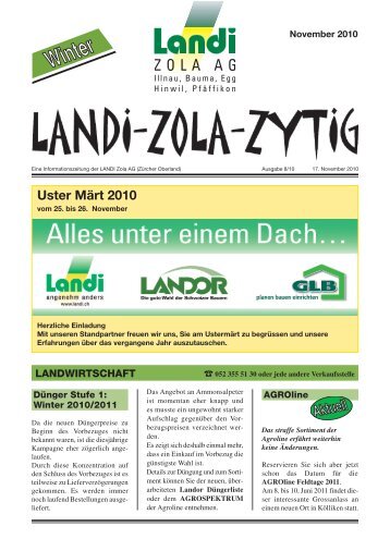 052 355 51 30 oder jede andere Verkaufsstelle - LANDI Zola AG