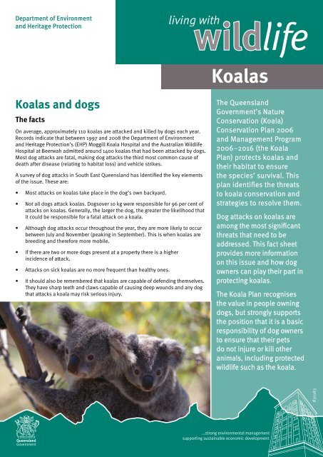 Living with wildlife - koalas and dogs - Department of Environment ...