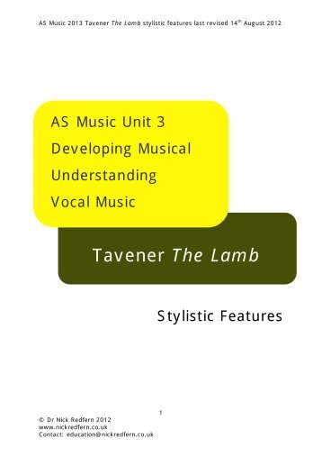 Tavener The Lamb - Nickredfern.co.uk