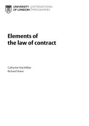 Elements of the law of contract - University of London International ...