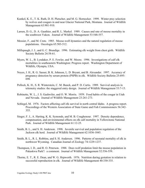 Ungulate Ecology Study I-III PR07