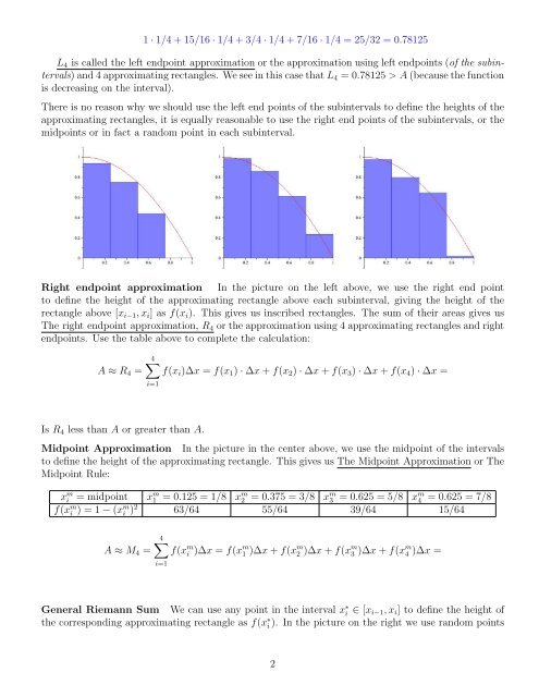 Left endpoint approximation