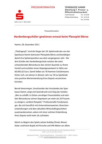 Stellenanzeige Baufinanzierungsberater - Sparkasse Hamm