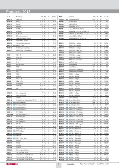 Elsner Preisliste 2013 - Siblik Elektrik Ges.m.b.H. & Co. KG