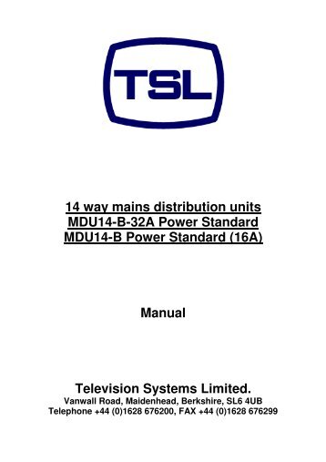 14 way mains distribution units MDU14-B-32A Power ... - TSL