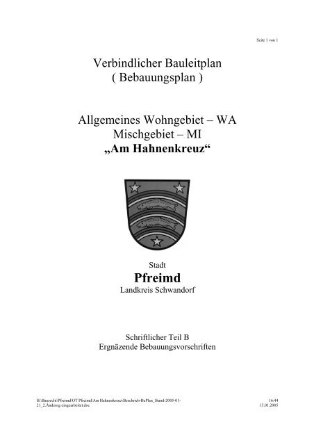 Bebauungsplan - Sparkasse im Landkreis Schwandorf