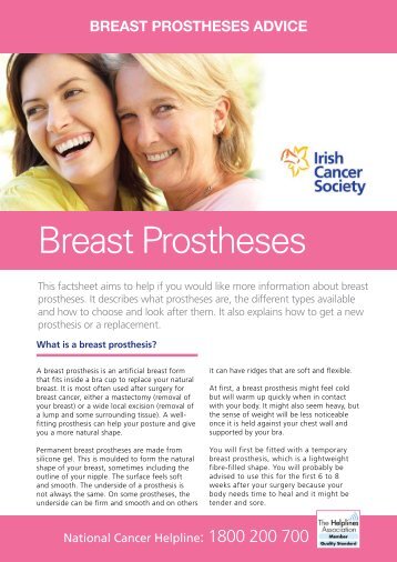 Breast prostheses (pdf 244 KB) - Irish Cancer Society