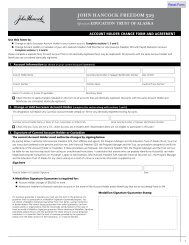 Account Holder Change Form and Agreement - John Hancock Funds