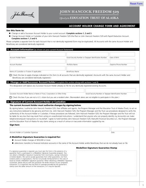 Account Holder Change Form and Agreement - John Hancock Funds