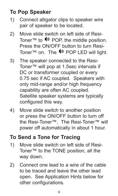 Resi-Toner Tone Generator User's Guide - JDSU