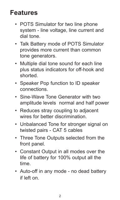 Resi-Toner Tone Generator User's Guide - JDSU