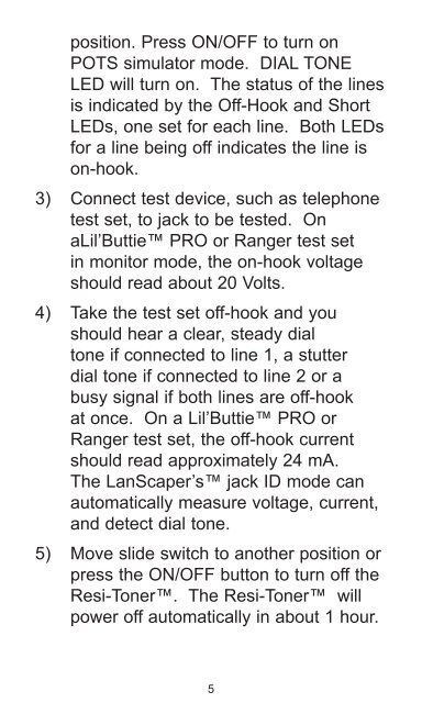 Resi-Toner Tone Generator User's Guide - JDSU