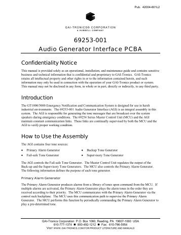 69253-001 Audio Generator Interface PCBA - GAI-Tronics