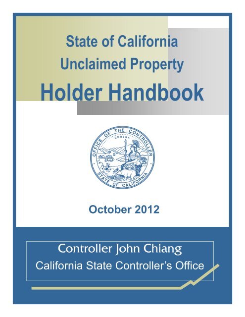 Unclaimed Property Holder Handbook California State Controller S