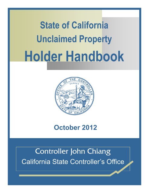 Unclaimed Property Holder Handbook - California State Controller's ...