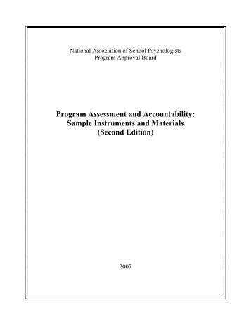 Program Assessment and Accountability: Sample Instruments and ...