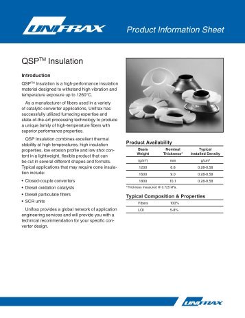 QSP™ Insulation (PDF) - Unifrax