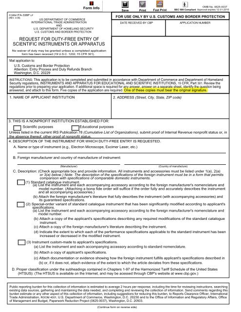 Request for duty-free entry of scientific instruments - Import ...