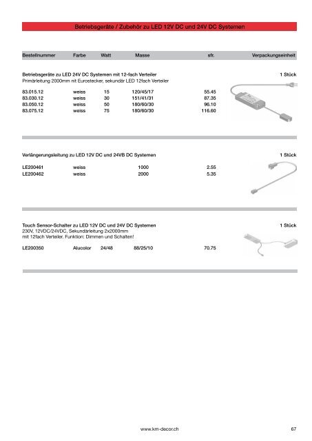 LED Leuchten www.km-decor.ch