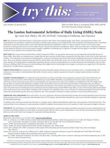 The Lawton Instrumental Activities of Daily Living (IADL) Scale