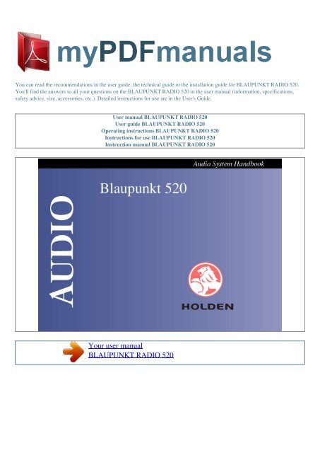 User manual BLAUPUNKT RADIO 520 - MY PDF MANUALS