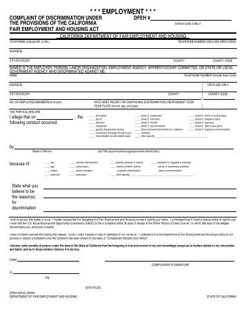 FEHA Complaint Form (pdf)