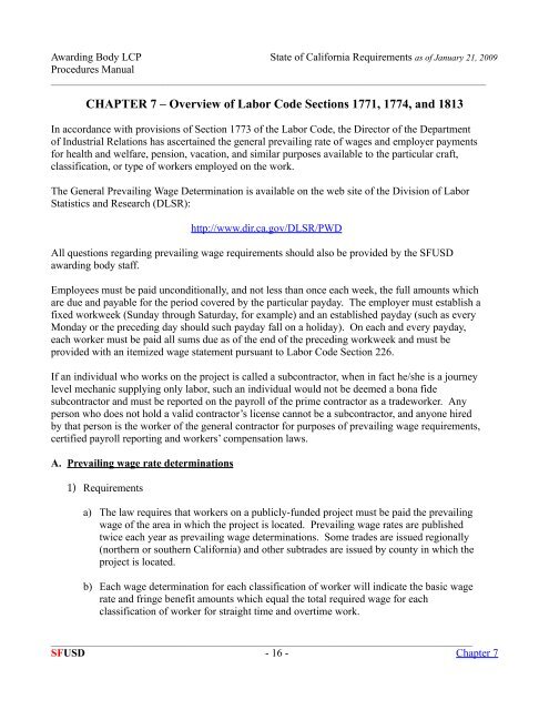 Labor Compliance Program Manual - San Francisco Public Schools