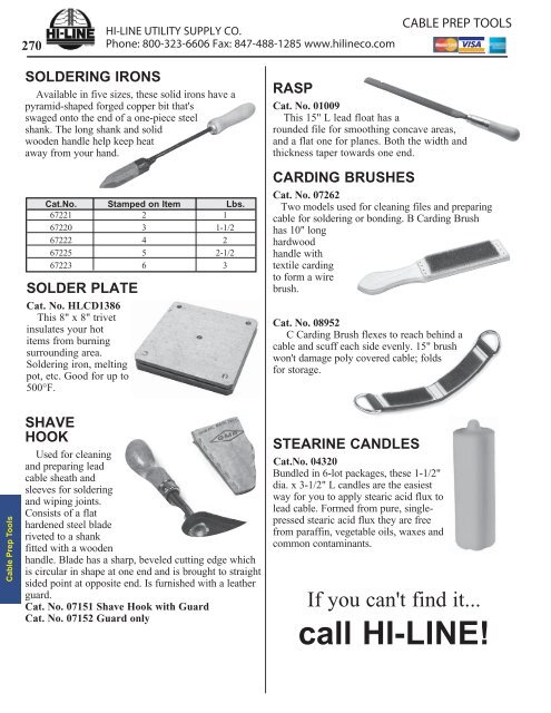 Skinning Knives, Cable Strippers, Cable Benders, Chamfering Tools