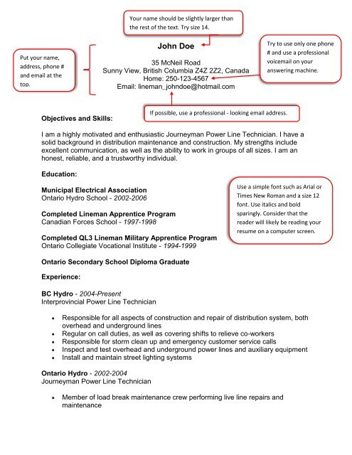 Sample Resume - Red Seal Recruiting