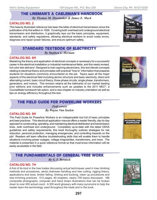 The lineman's & cableman's handbook Hall's Safety Equipment