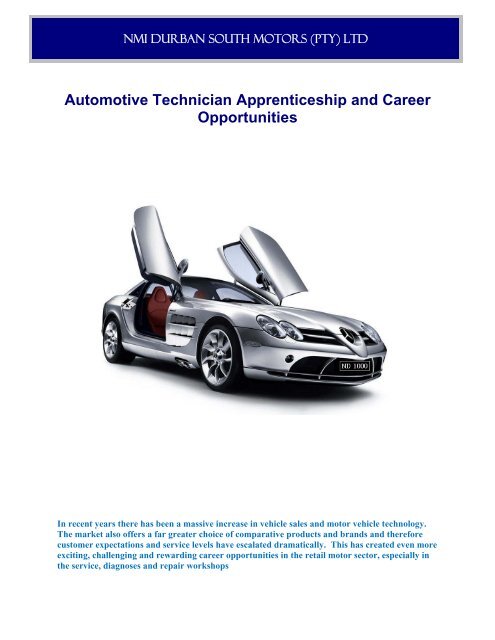 Automotive Technician Apprenticeship And Career  - NMI DSM