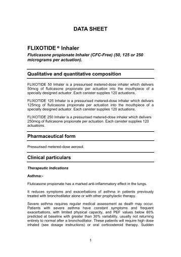 FLIXOTIDE Inhaler (CFC-Free) - Medsafe