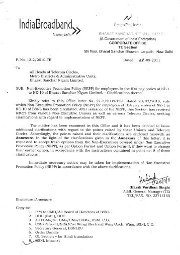 NEPP Clarifications 280911 - BSNL Employees Union Andhra ...