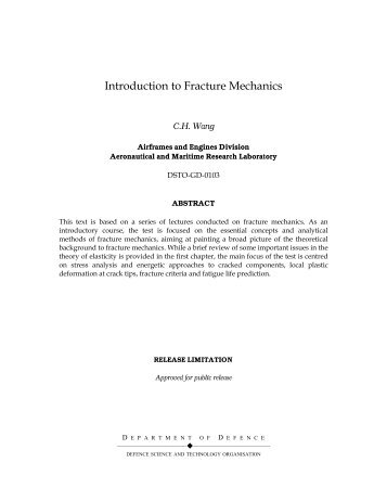 Introduction to Fracture Mechanics - Defence Science and ...