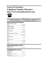 Town of Carrboro Telephone Number Directory http://www ...