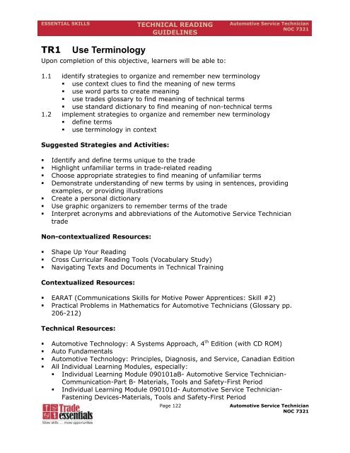 Essential Skills Manual - Automotive Service Technician