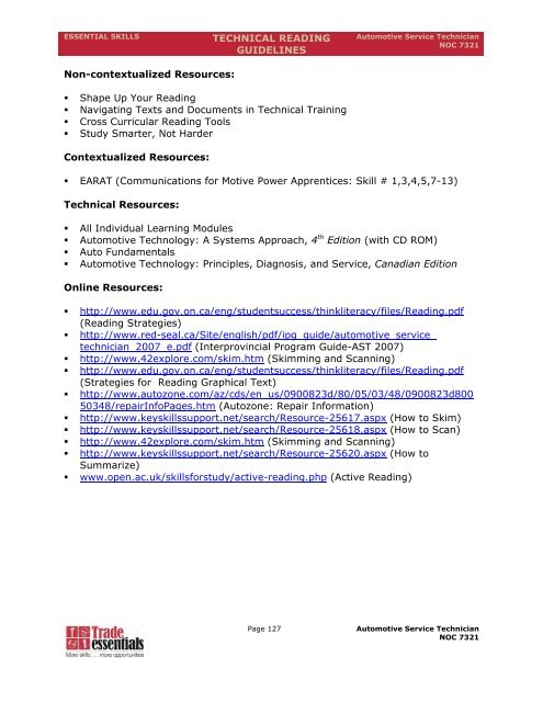 Essential Skills Manual - Automotive Service Technician